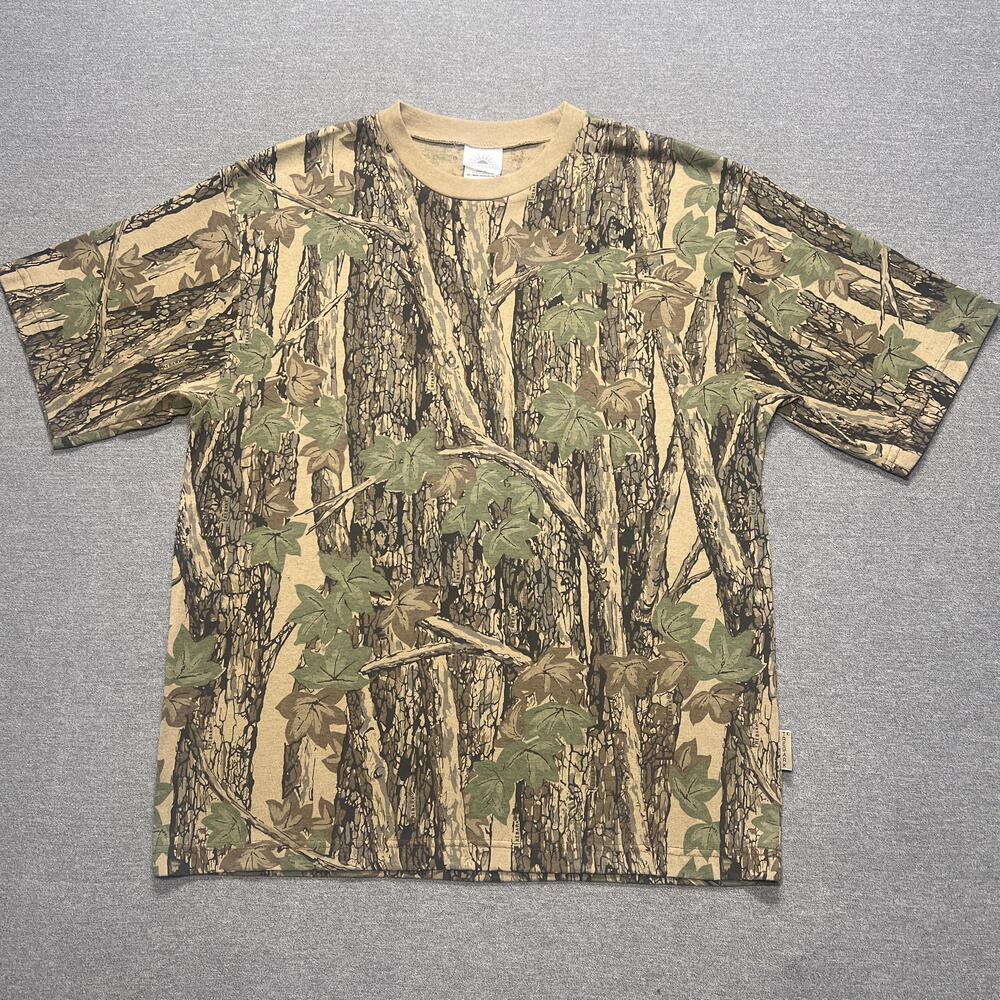 Vintage Trebark Camo Shirt Mens Medium Crew Tee Hunting Horizon Pre Mossy Oak